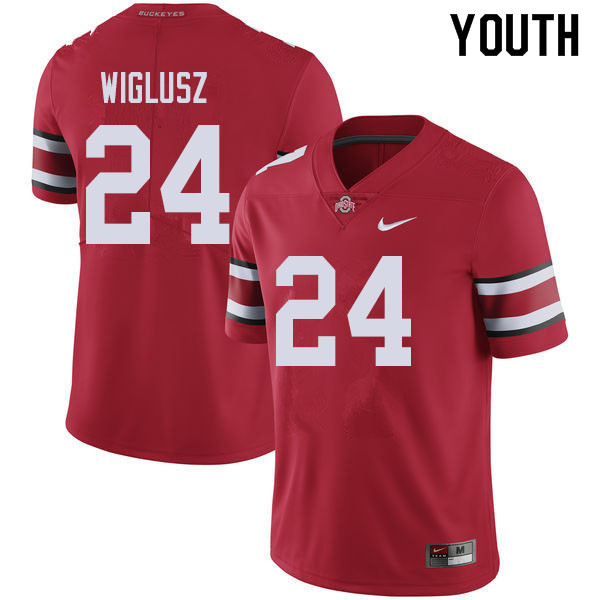 Ohio State Buckeyes Sam Wiglusz Youth #24 Red Authentic Stitched College Football Jersey